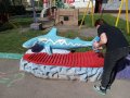 Ремонт детской площадки около театра кукол в Горловке подходит к завершению