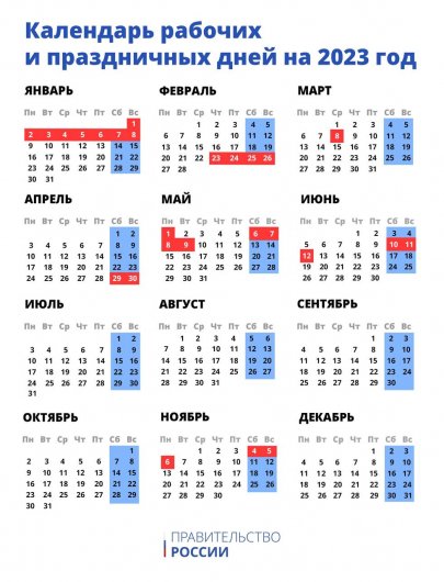 Стало известно, какие дни будут выходными в России в 2023 году