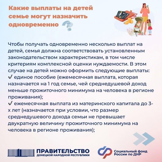 Какие выплаты на детей в ДНР могут назначить одновременно (инфографика)
